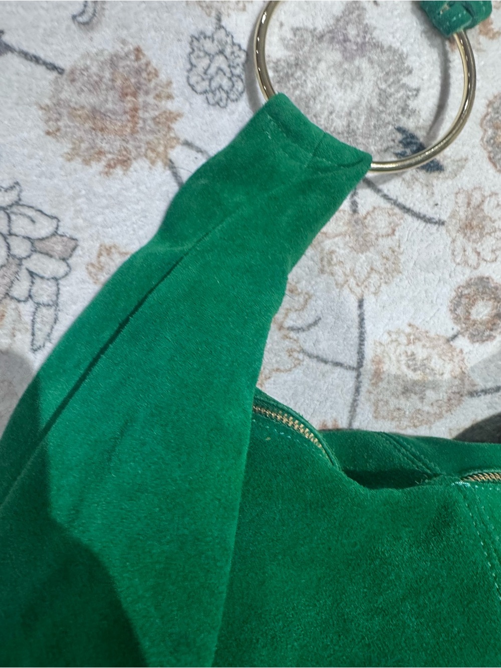 Marlon Green Suede Shoulder Bag - Women's Everyday Hobo Italy - Picture 6 of 8